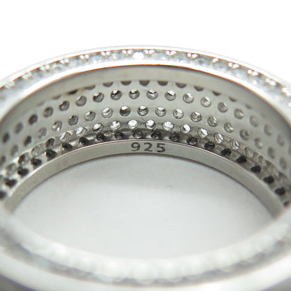 925 Sterling Silver Pave C Z All Around Eternity Band Ring Size 6.25