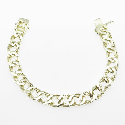 925 Sterling Silver Gold Plated Round-Cut C Z Curb Link Bracelet 8.5"