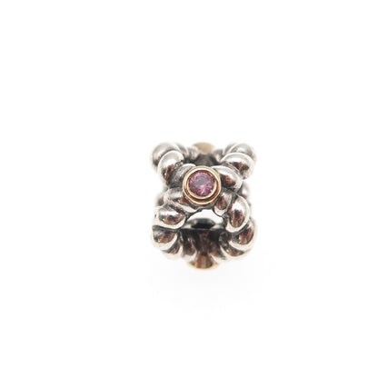Pandora Sterling Silver & Gold Accent Real Pink Topaz Binding Beauty Slide Charm