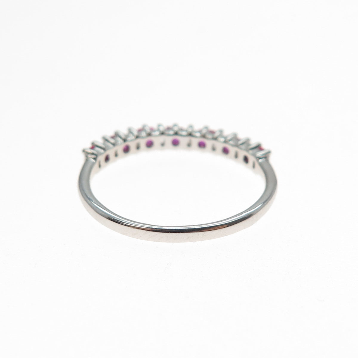 925 Sterling Silver Lab-Created Ruby Half Eternity Band Ring Size 7.25