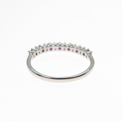 925 Sterling Silver Lab-Created Ruby Half Eternity Band Ring Size 7.25