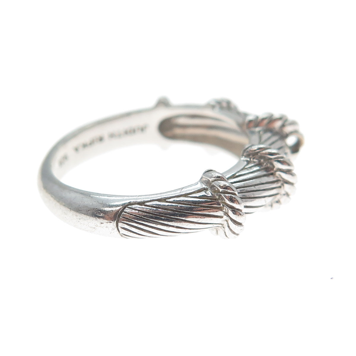 JUDITH RIPKA 925 Sterling Silver Twisted Ribbed Ring Size 8.25