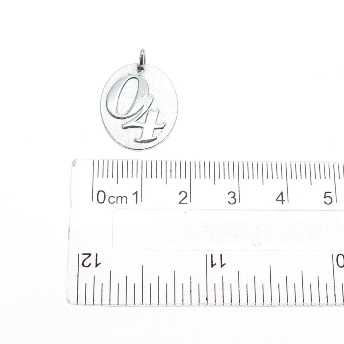 JOSTENS 925 Sterling Silver Vintage 04 Lucky Number Tag Charm Pendant