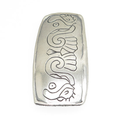 925 Sterling Silver Vintage Engraved Tribal Bird Belt Buckle