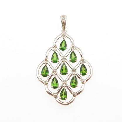 MICHELLE ALBALA 925 Sterling Real Diamond Accent & Peridot Chandelier Pendant