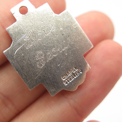 925 Sterling Silver Vintage Chapel Jesus Religious Cross Pendant