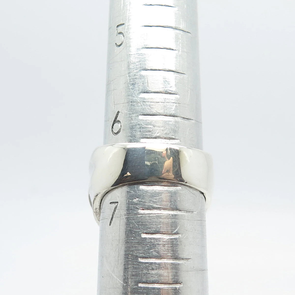 925 Sterling Silver Vintage Mexico Ribbed Wide Ring Size 6.75