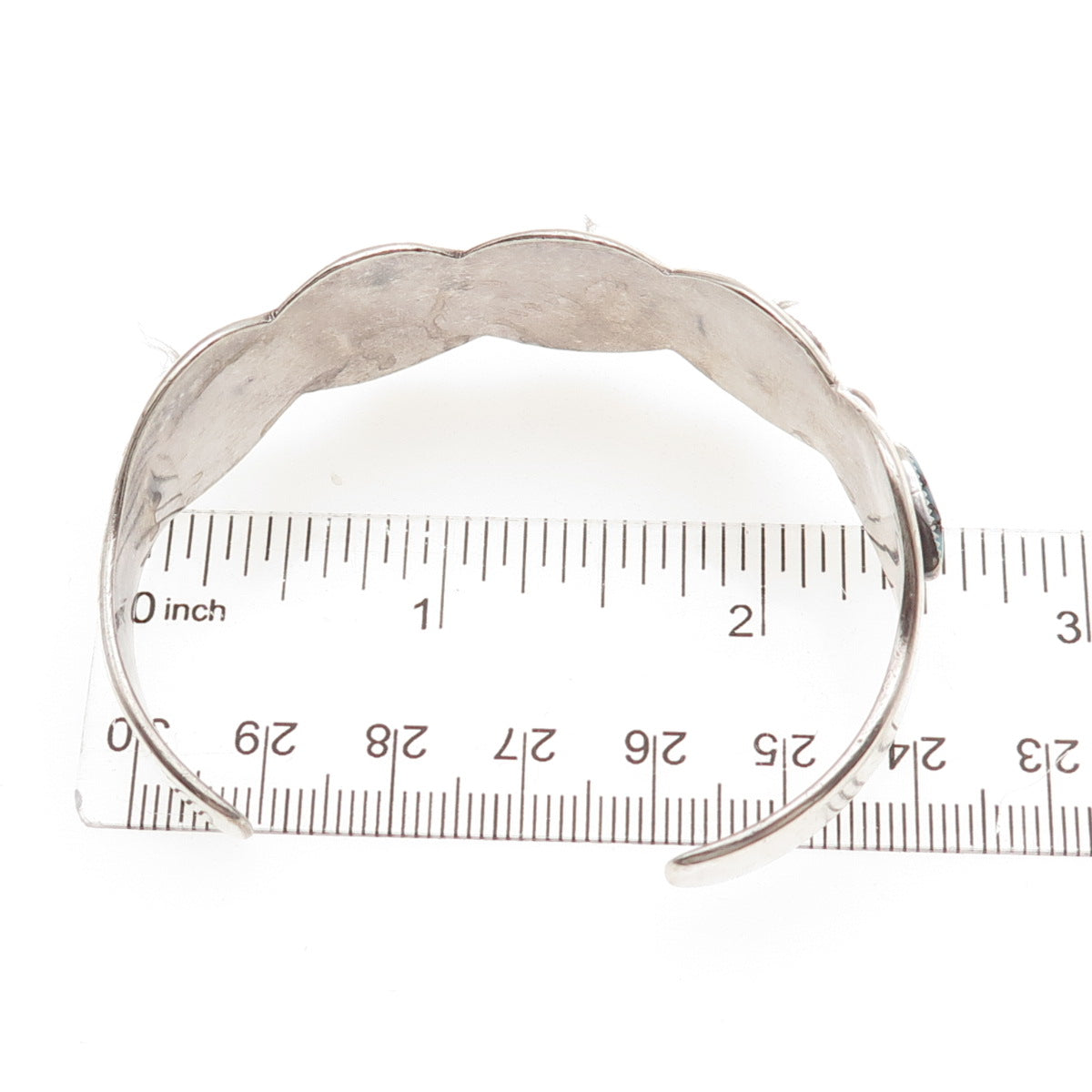 Old Pawn 925 Sterling Silver Vintage Morenci Turquoise Adjustable Bracelet 6.75"