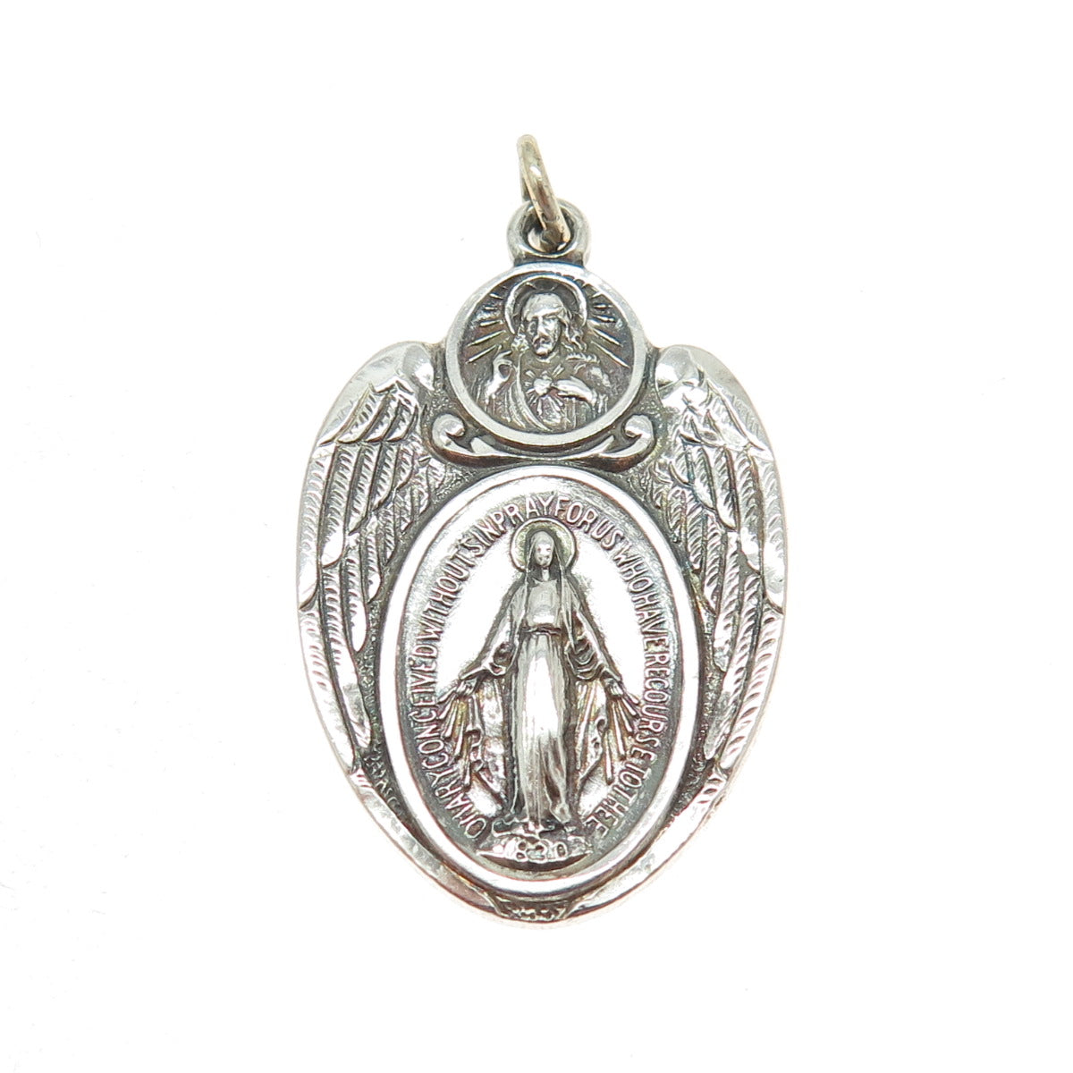 925 Sterling Silver Antique 1830 St. Mary Miraculous Religious Pendant