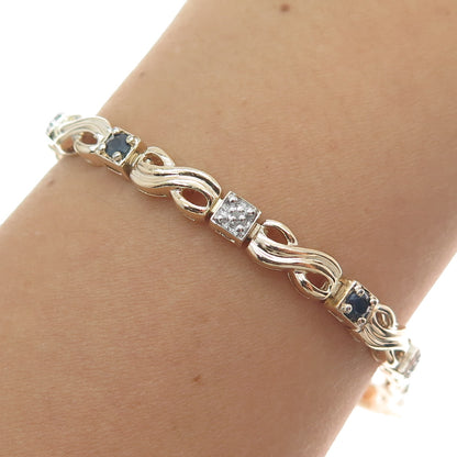 ROSS SIMONS Sterling Gold Plated Real Diamond & Sapphire Infinity Bracelet 7.25"