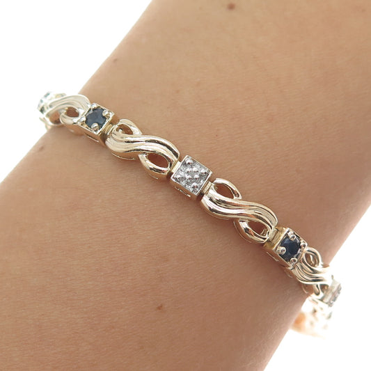ROSS SIMONS Sterling Gold Plated Real Diamond & Sapphire Infinity Bracelet 7.25"