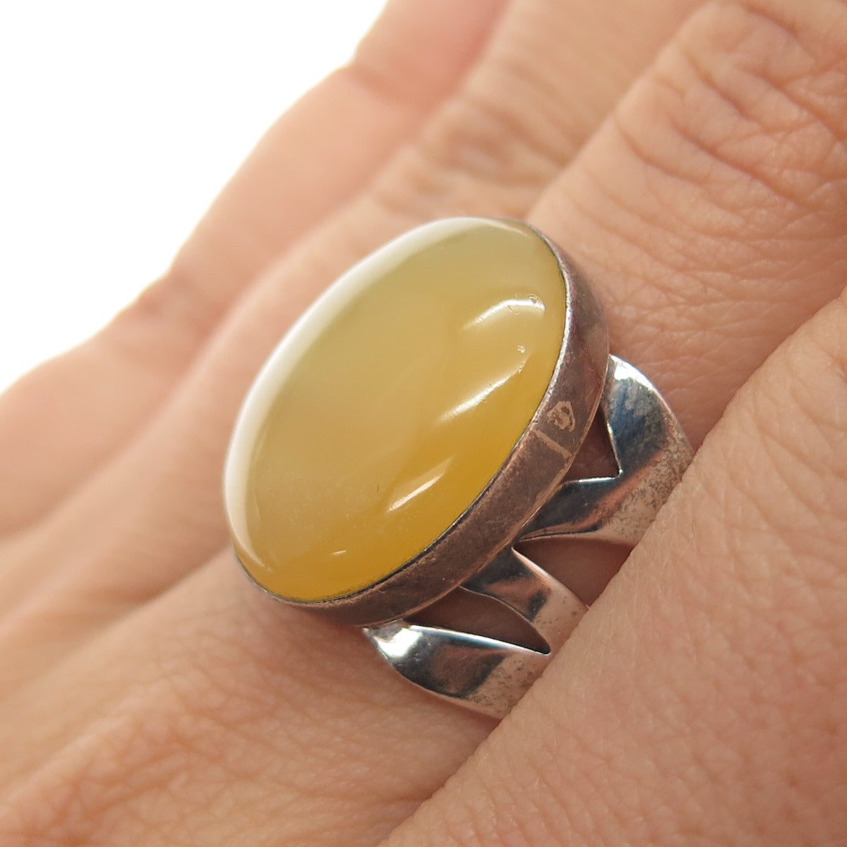 JAY KING Desert Rose 925 Sterling Vintage Real Yellow Chalcedony Ring Size 8.5