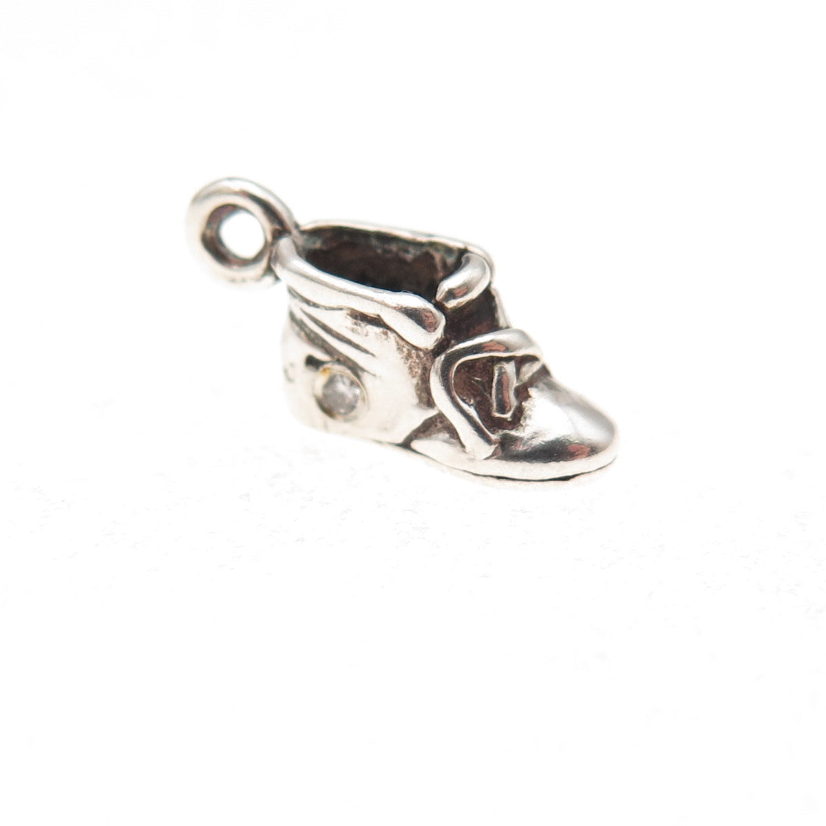 Sunwest 925 Sterling Silver Vintage Real Diamond Shoe Oxidized 3D Charm Pendant