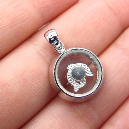 925 Sterling Silver C Z Friendly Dolphin Pendant