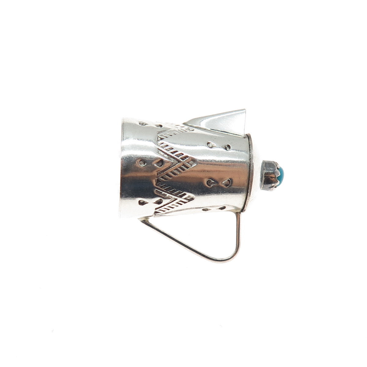 Elizabeth Margret Whitman Navajo Old Pawn Sterling Turquoise Teapot 3D Pendant