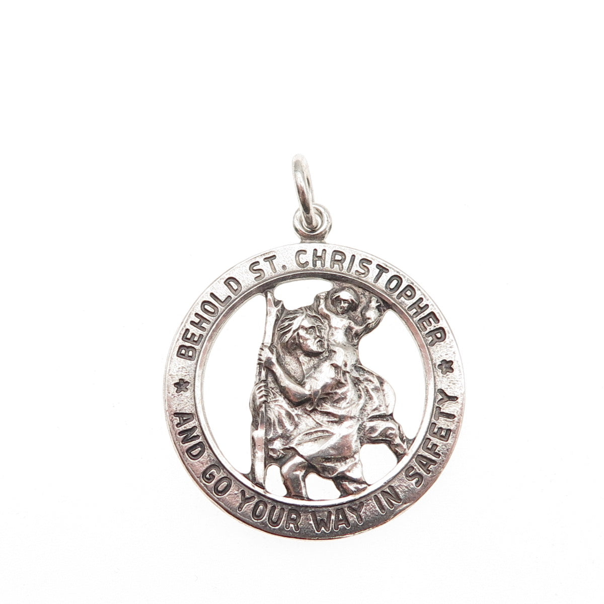 Chapel 925 Sterling Silver Antique Art Deco St. Christopher Charm Pendant