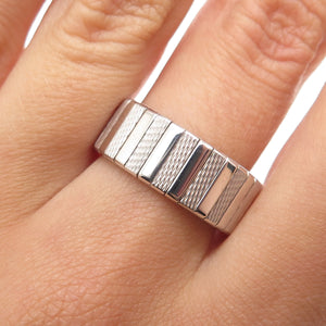 NEOS 925 Sterling Silver Textured Ribbed Band Ring Size 8.25