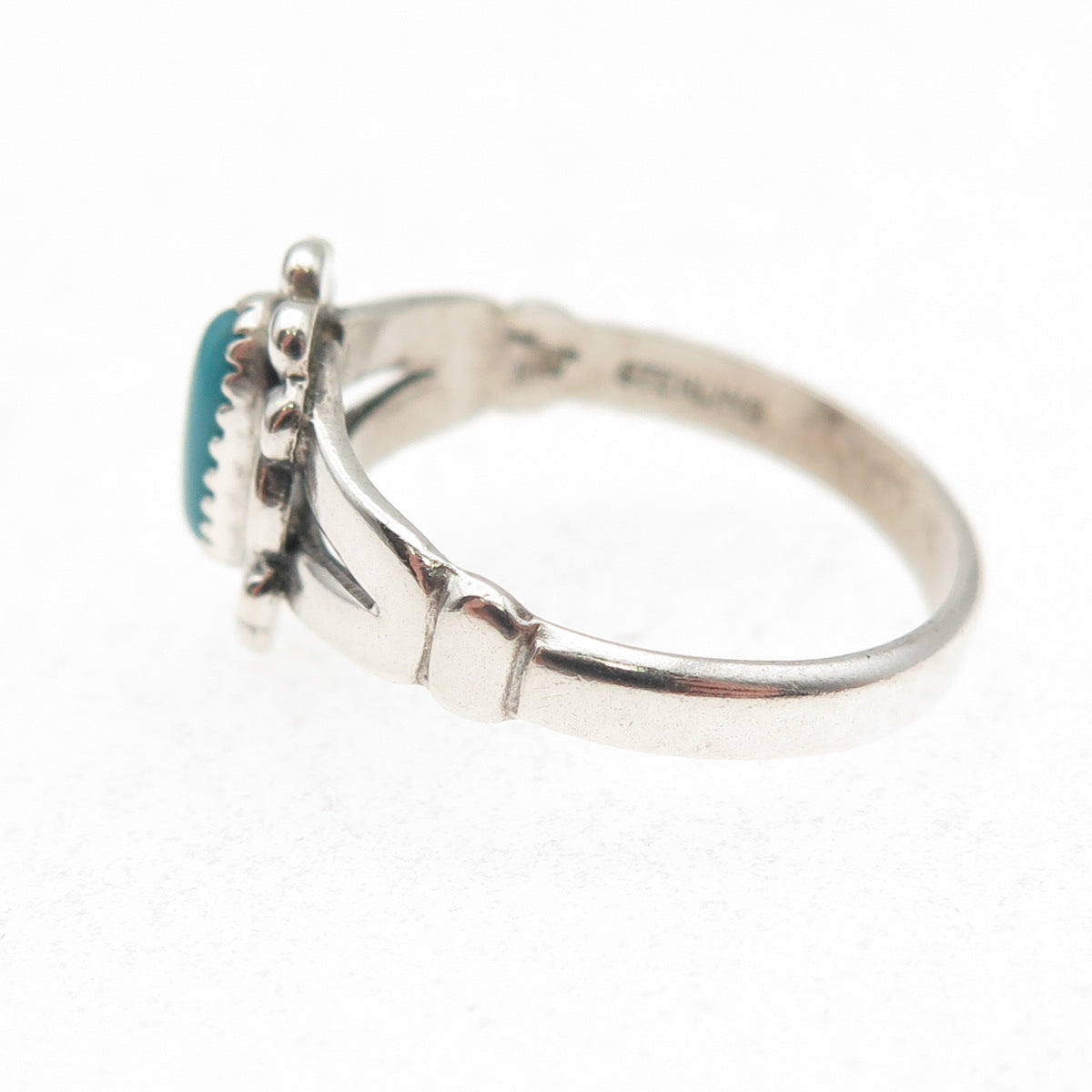 Bell Trading Post Old Pawn Sterling Silver Vintage Turquoise Tribal Ring Size 6