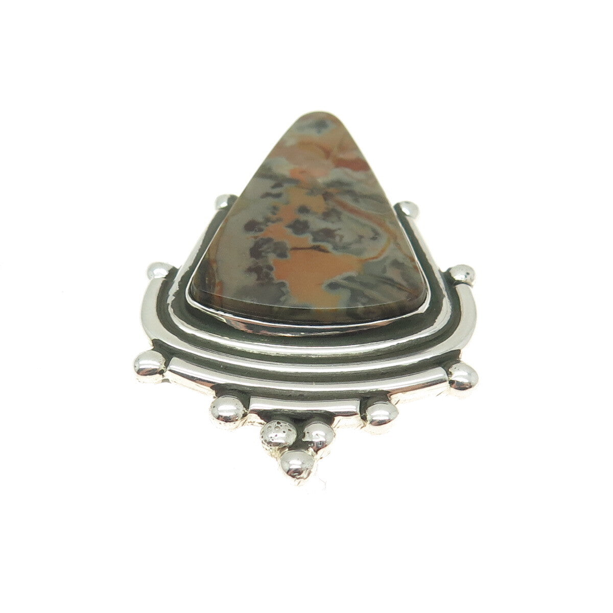 ELYSIUM INC. 925 Sterling Silver Vintage Real Jasper Modernist Pendant