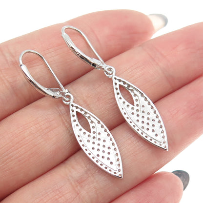 925 Sterling Silver Round-Cut C Z Sparkling Dangling Earrings