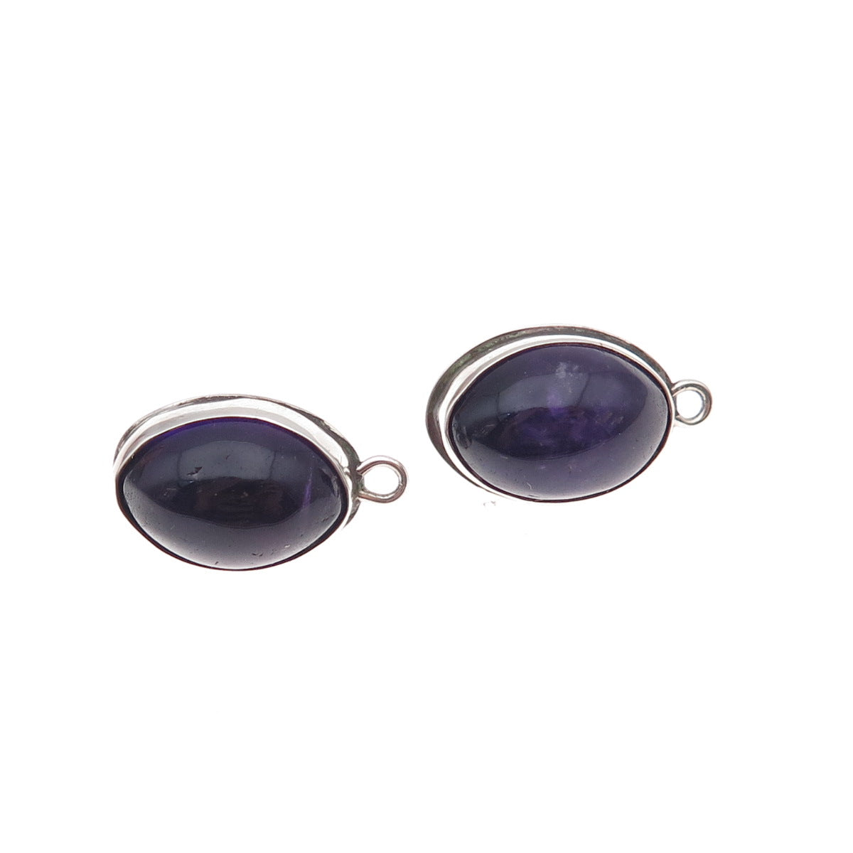 Lacy 925 Sterling Silver Vintage Real Amethyst Charm Holder Earrings