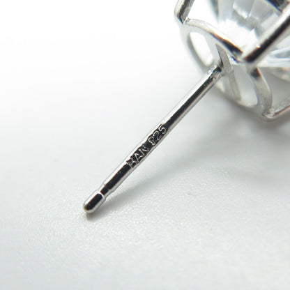 HAN 925 Sterling Silver Round-Cut White C Z Stud Earrings