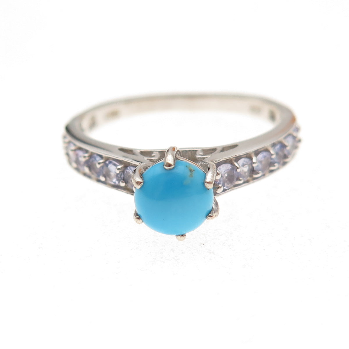Chuck Clemency 925 Sterling Silver Real Turquoise & Tanzanite Ring Size 9