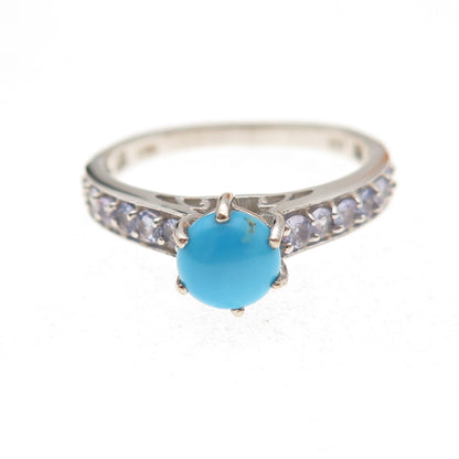 Chuck Clemency 925 Sterling Silver Real Turquoise & Tanzanite Ring Size 9