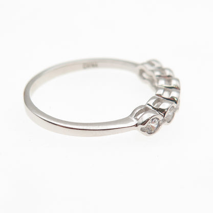 925 Sterling Silver Round-Cut C Z Half Eternity Band Ring Size 7.25