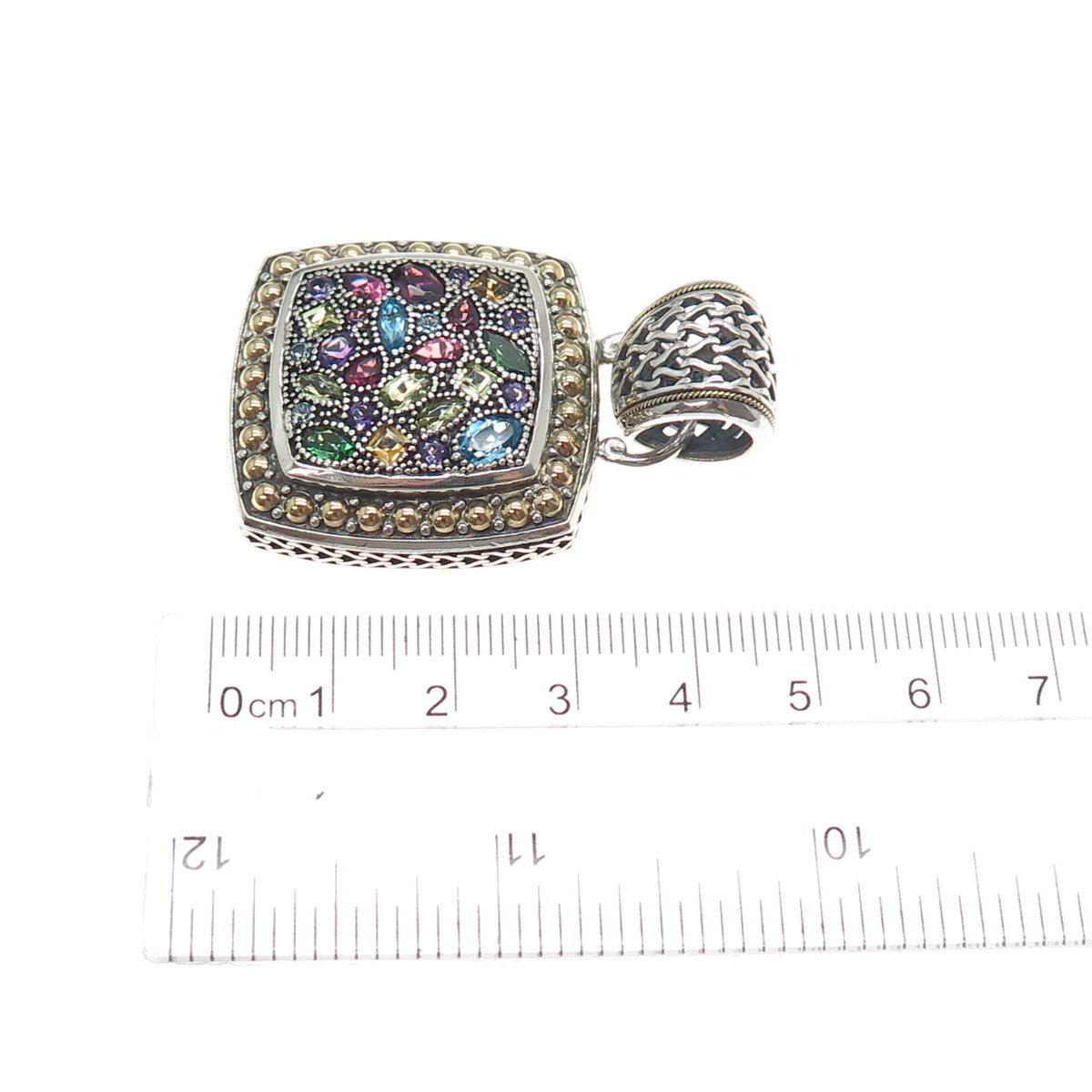 EFFY 18K Gold & 925 Sterling Silver Real Multi-Color Gem Pendant
