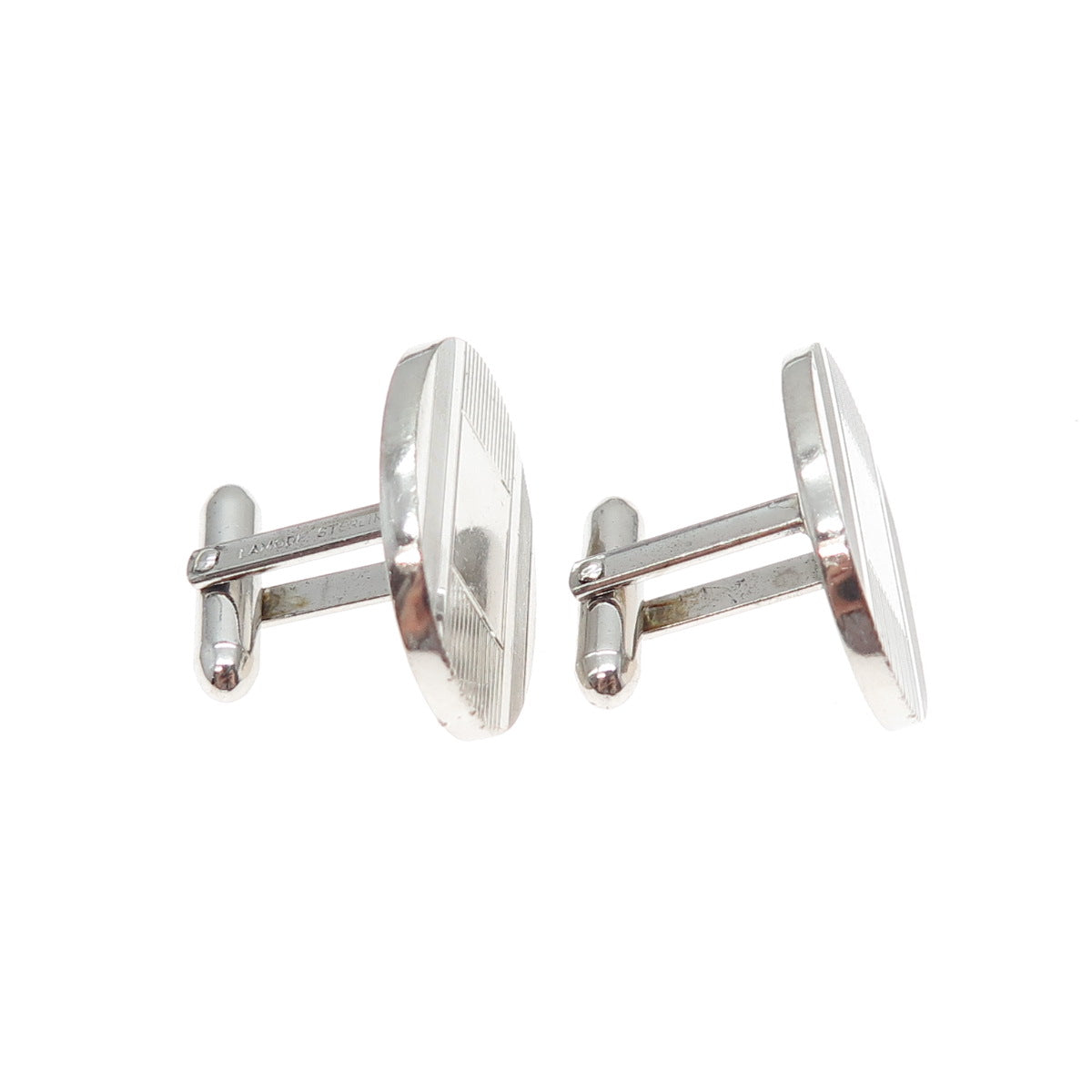 LAMODE 925 Sterling Silver Vintage Engravable Classic Oval Cufflinks
