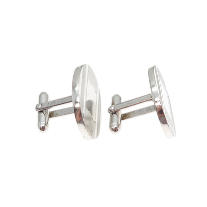 LAMODE 925 Sterling Silver Vintage Engravable Classic Oval Cufflinks