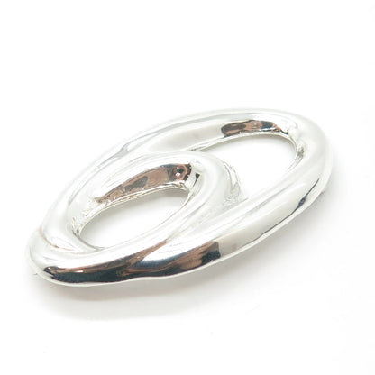 925 Sterling Silver Vintage Modernist Oval Pin Brooch