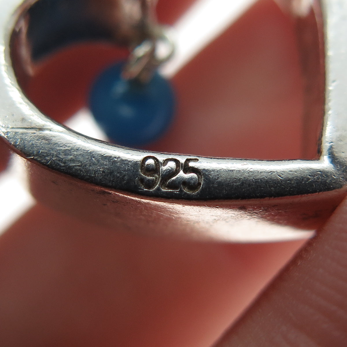 925 Sterling Silver Vintage Real Chalcedony Open Heart Minimalist Charm Pendant