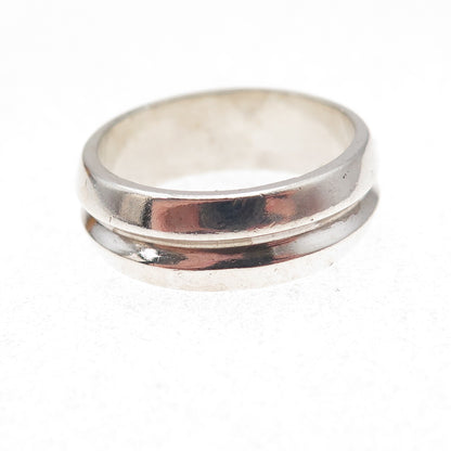 925 Sterling Silver Vintage Modernist Band Ring Size 8