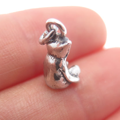 835 Silver Vintage Bear Oxidized Minimalist 3D Charm Pendant