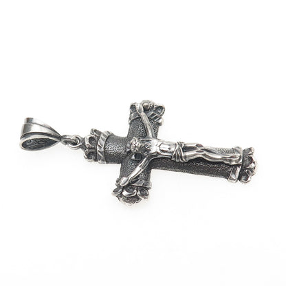 925 Sterling Silver Vintage Crucifix Cross Oxidized Pendant