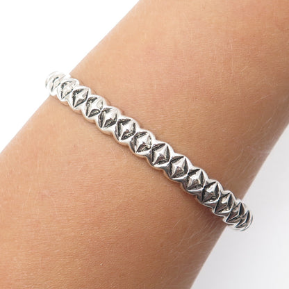 Old Pawn 925 Sterling Silver Vintage Diamond-Shape Adjustable Cuff Bracelet 6.5"