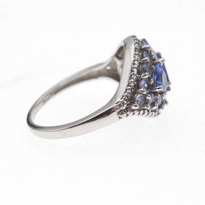 Chuck Clemency 925 Sterling Silver Real Diamond & Tanzanite Ring Size 8.25