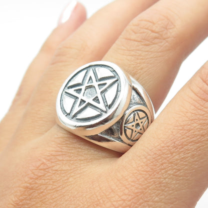 950 Silver Vintage Pentagram Star Ring Size 11.5