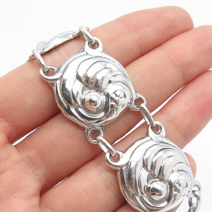 925 Sterling Silver Vintage Modernist Panel Link Bracelet 6.75"