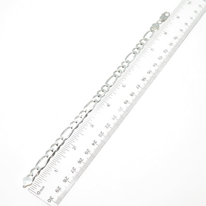 925 Sterling Silver Vintage Italy Figaro Link Bracelet 8.75"