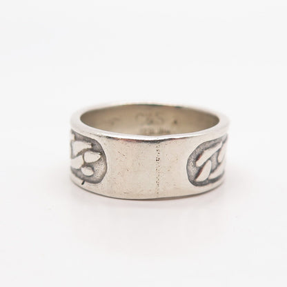 925 Sterling Silver Vintage C & S Chain Band Ring Size 6.25