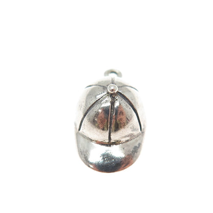 925 Sterling Silver Vintage Cap Minimalist 3D Charm Pendant