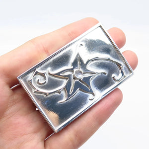 925 Sterling Silver Vintage Rectangle Floral Pin Brooch