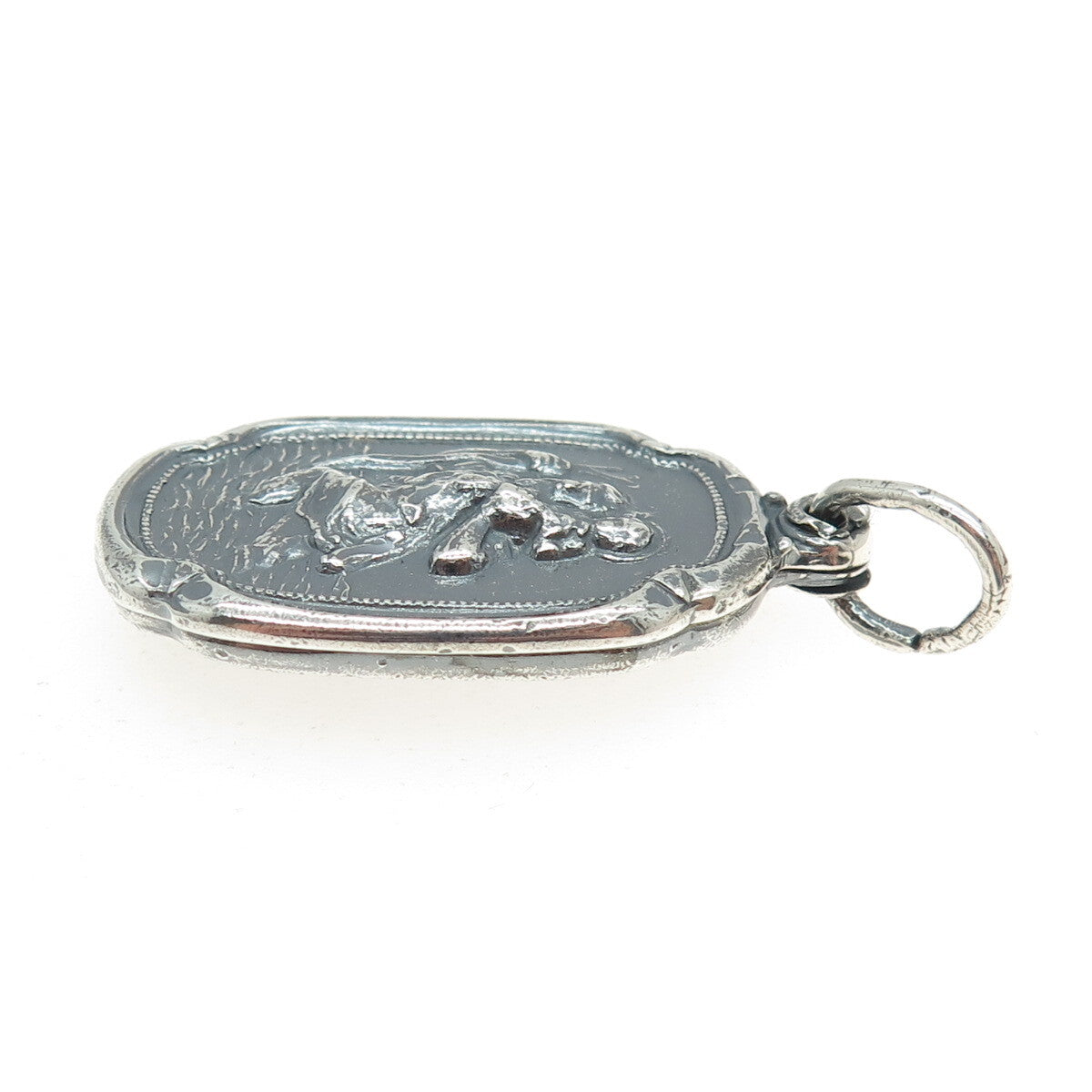 M. DE JEAN 925 Sterling Silver Antique St. Mary & Christopher Slide Pendant