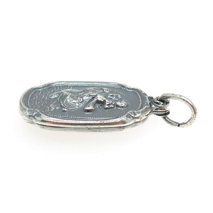 M. DE JEAN 925 Sterling Silver Antique St. Mary & Christopher Slide Pendant