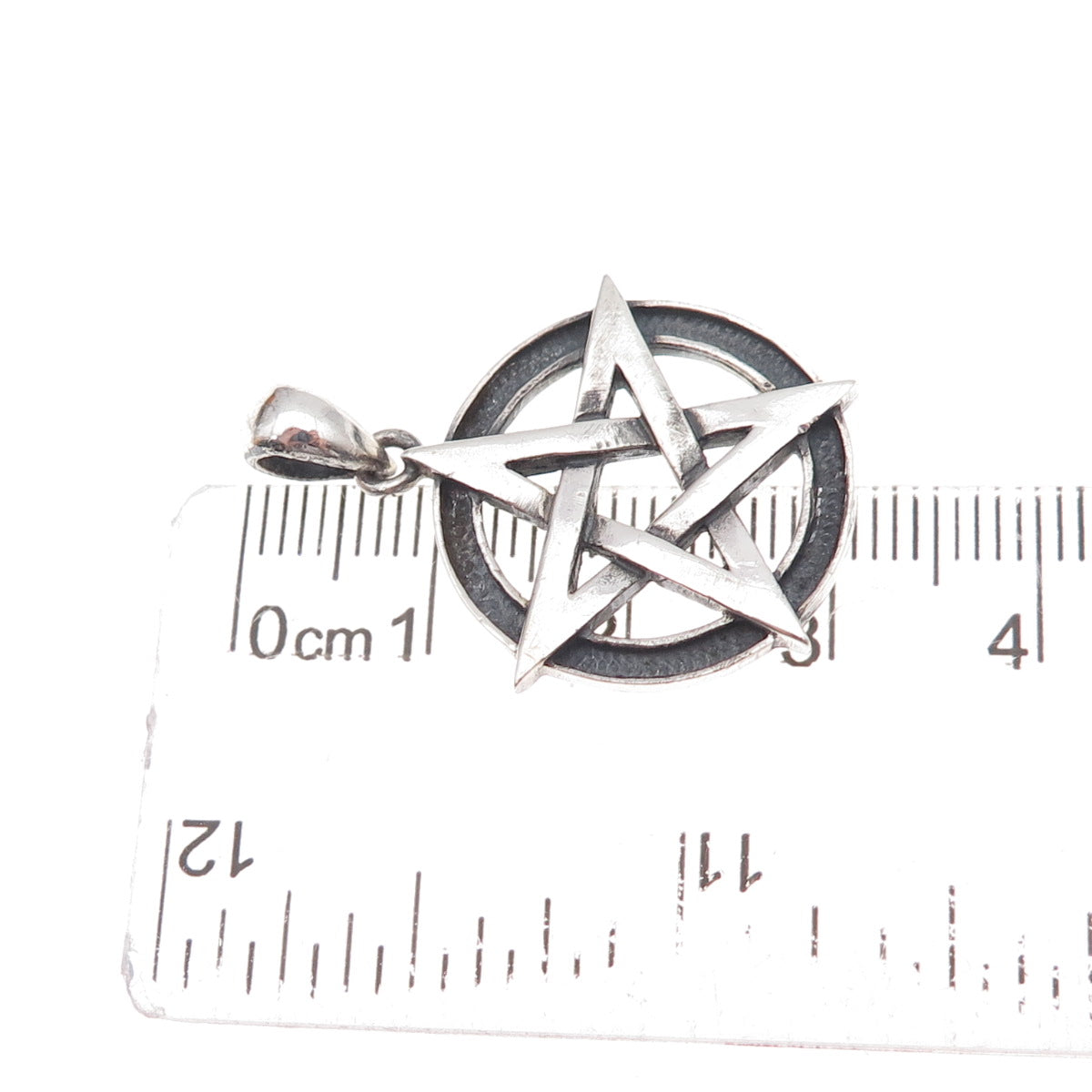 925 Sterling Silver Vintage Pentagram Oxidized Pendant