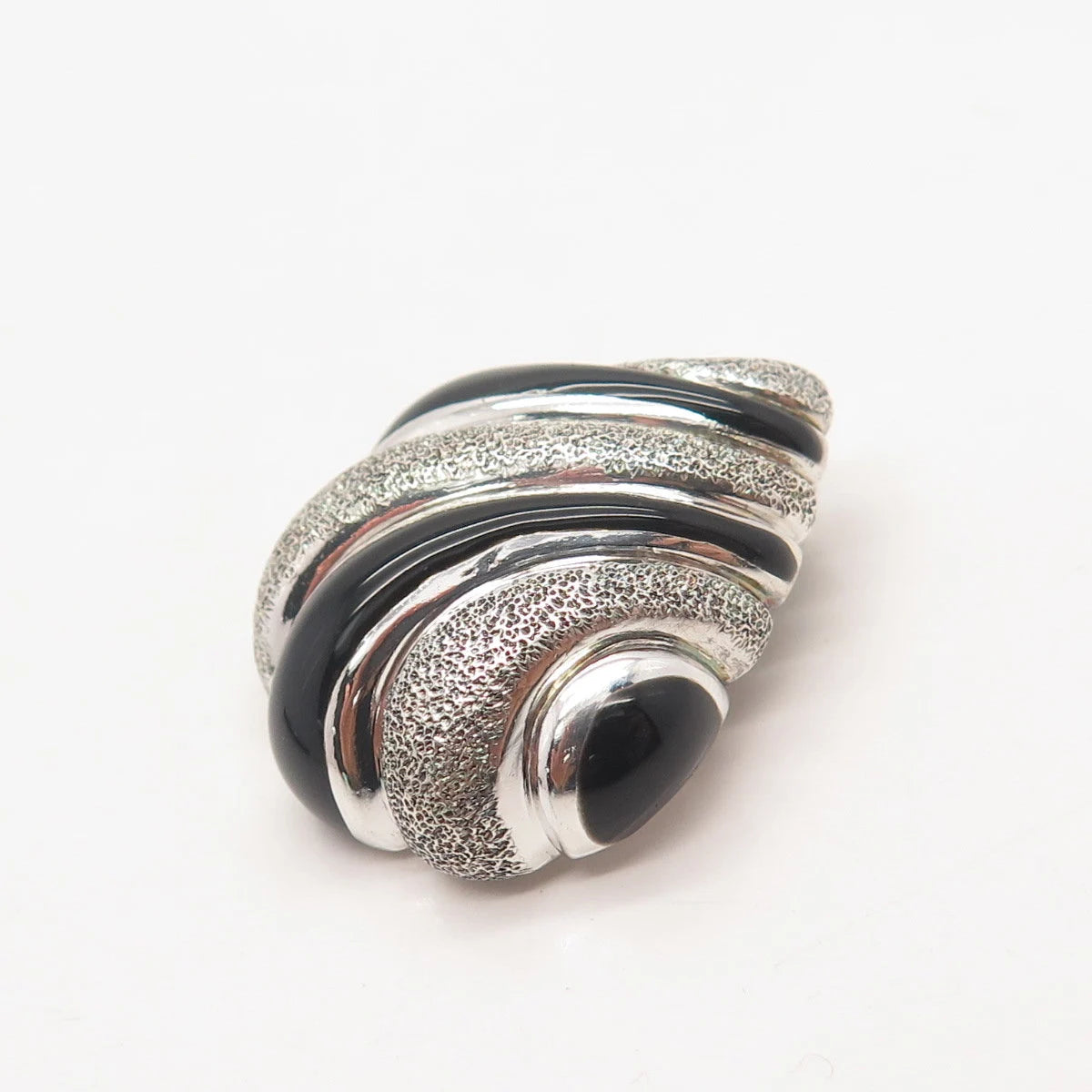 925 Sterling Silver Vintage Italy Milor Real Black Onyx Gemstone Slide Pendant
