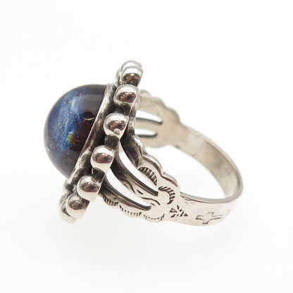 Old Pawn Sterling Silver Vintage Southwestern Dragon Breath Opal Ring Size 4.75